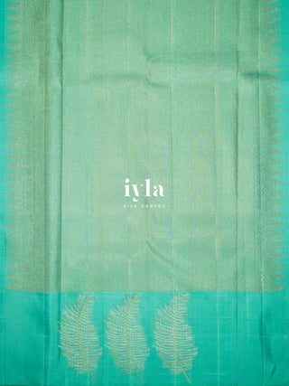 The Palm Foliage Kanjeevaram in Sea Foam Green