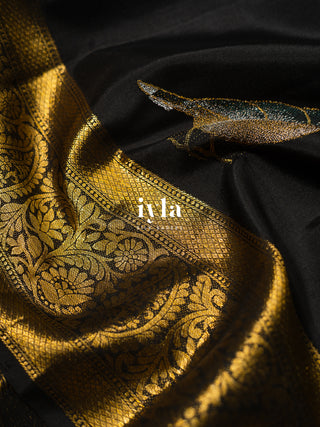 The Bird Enchantment Kanjeevaram in Obsidian Black