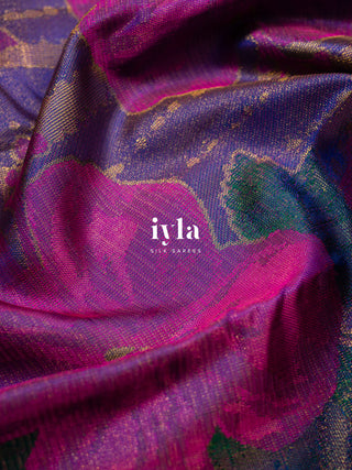 The True Purple Hibiscus Bloom Royale Kanjeevaram