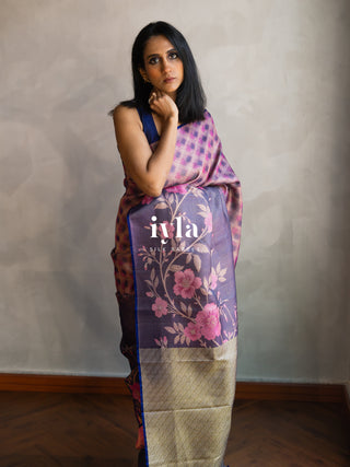 The Midnight Blue Floral Bloom Kanjeevaram