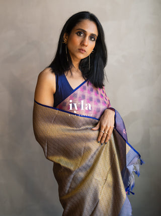 The Midnight Blue Floral Bloom Kanjeevaram