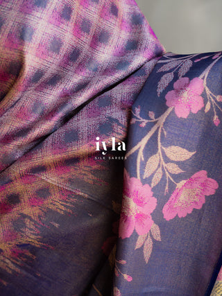 The Midnight Blue Floral Bloom Kanjeevaram