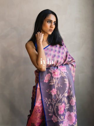 The Midnight Blue Floral Bloom Kanjeevaram