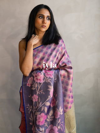 The Midnight Blue Floral Bloom Kanjeevaram