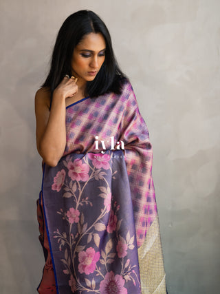 The Midnight Blue Floral Bloom Kanjeevaram