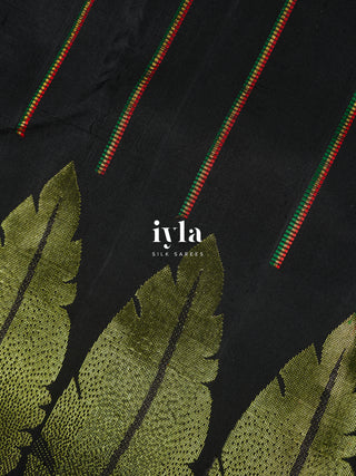 The Obsidian Black Foliage Kanjeevaram