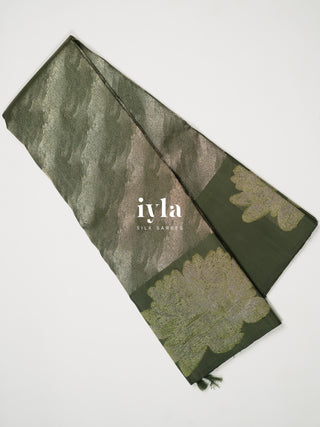 The Woodland Pine Green Lotus Weave Kanjeevaram