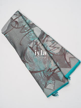 The Abstract Bloom Kanjeevaram in Icy Tiffany