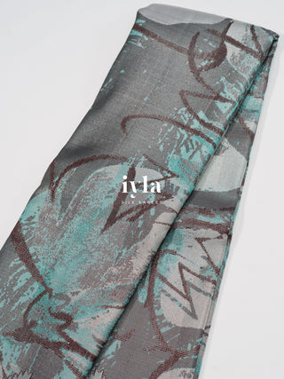 The Abstract Bloom Kanjeevaram in Icy Tiffany