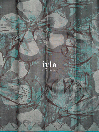 The Abstract Bloom Kanjeevaram in Icy Tiffany