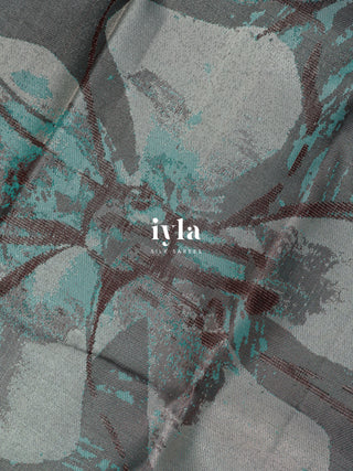 The Abstract Bloom Kanjeevaram in Icy Tiffany