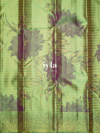 the Wildflower Bloom Kanjeevaram in Aloe Green