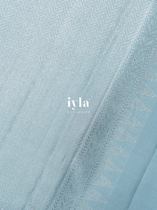 The Hand Drawn Checks Kanjeevaram in Icy Blue