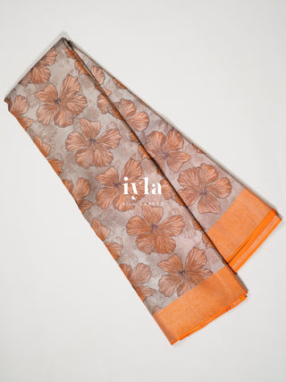 The Pumpkin Orange Honeymoon Hibiscus Kanjeevaram