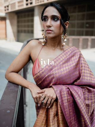 The Signature Houndstooth Kanjeevaram Silk Saree