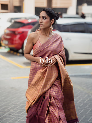 The Signature Houndstooth Kanjeevaram Silk Saree