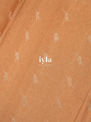 The Enchanting Hummingbirds Kanjeevaram in Champagne Peach