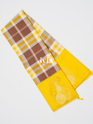 The Iconic Burberry Checkered Kanjeevaram in Pure Gold