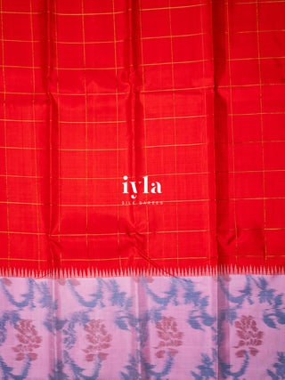 The Ikkat Inspired Kanjeevaram in Apple Red
