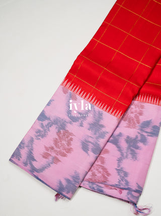 The Ikkat Inspired Kanjeevaram in Apple Red