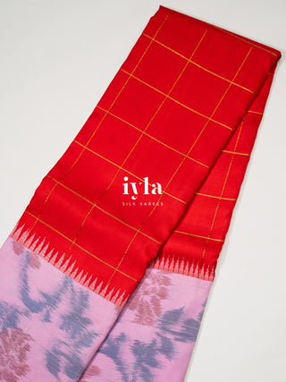 The Ikkat Inspired Kanjeevaram in Apple Red