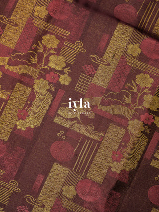The Art of Japan Silk Saree in Boysenberry