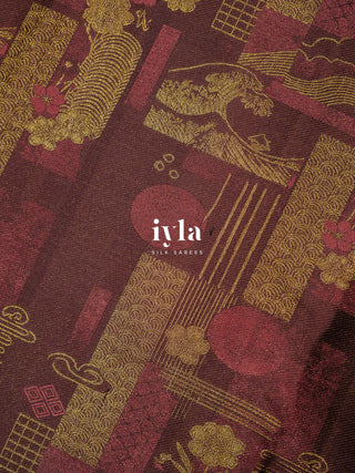 The Art of Japan Silk Saree in Boysenberry