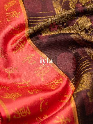 The Art of Japan Silk Saree in Boysenberry