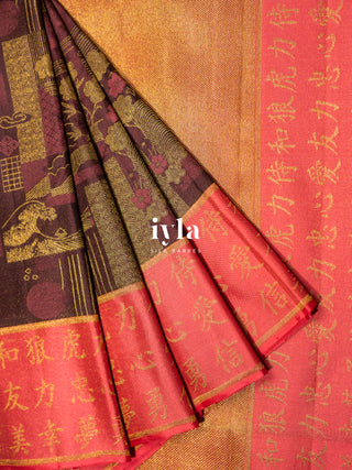 The Art of Japan Silk Saree in Boysenberry