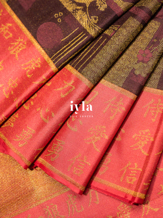 The Art of Japan Silk Saree in Boysenberry