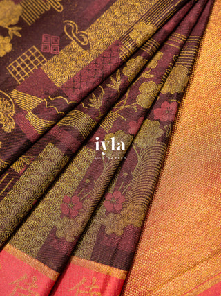 The Art of Japan Silk Saree in Boysenberry