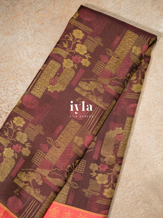 The Art of Japan Silk Saree in Boysenberry