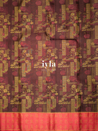 The Art of Japan Silk Saree in Boysenberry