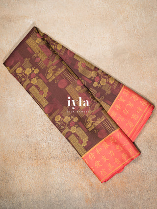 The Art of Japan Silk Saree in Boysenberry