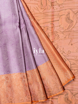 The Japanese Flower Field Kanjeevaram in Lavender