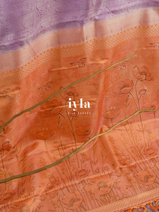 The Japanese Flower Field Kanjeevaram in Lavender