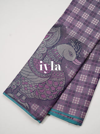 The Indian Kalamkari Peacock Kanjeevaram in Purple