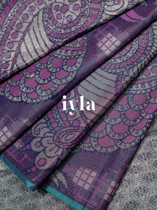 The Indian Kalamkari Peacock Kanjeevaram in Purple
