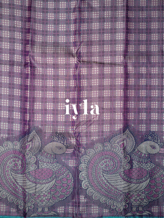 The Indian Kalamkari Peacock Kanjeevaram in Purple