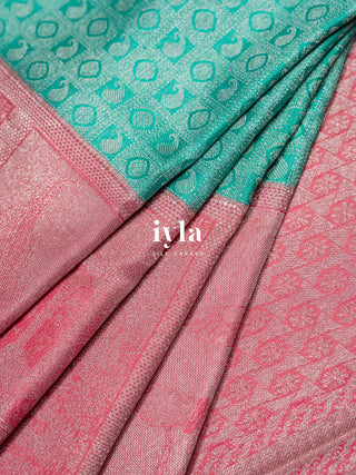 The Krishna Leela Kanjeevaram in Persian Green