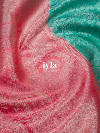 The Krishna Leela Kanjeevaram in Persian Green