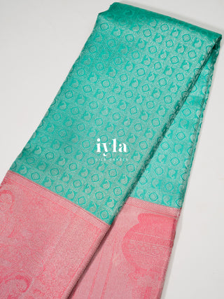 The Krishna Leela Kanjeevaram in Persian Green