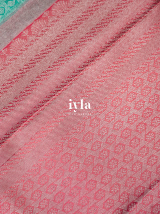 The Krishna Leela Kanjeevaram in Persian Green