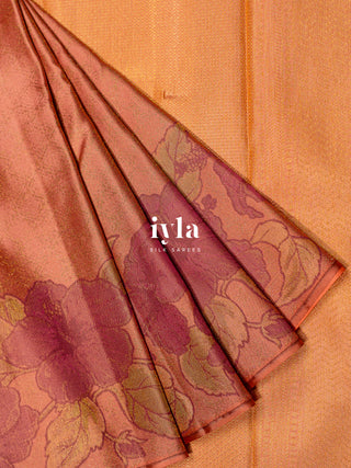 The Korean Hibiscus Kanjeevaram in Peachy Pink