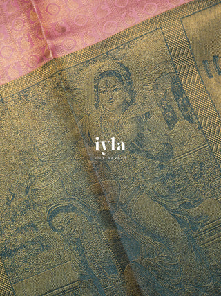 The Divine Krishna Leela Kanjeevaram in Sea Pink