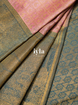 The Divine Krishna Leela Kanjeevaram in Sea Pink