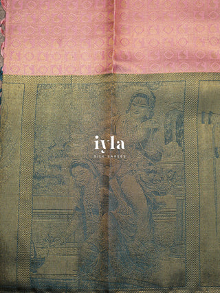The Divine Krishna Leela Kanjeevaram in Sea Pink