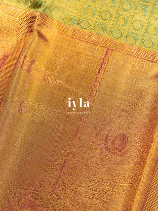 The Krishna Leela Kanjeevaram in Pear Green