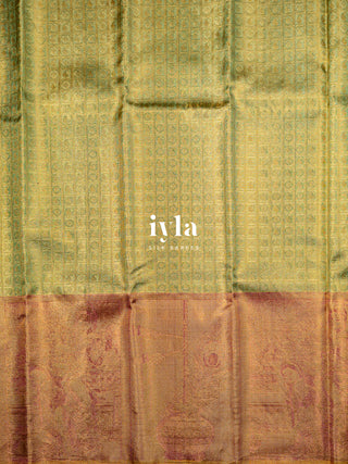 The Krishna Leela Kanjeevaram in Pear Green