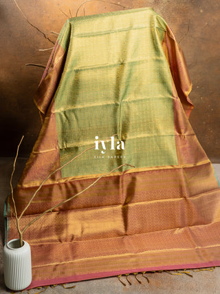 The Krishna Leela Kanjeevaram in Pear Green